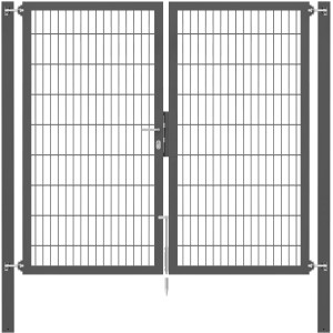 Anthrazitfarbenes Doppeltor Flexo Plus 200x180 cm mit Pfosten für Gartenzäune.