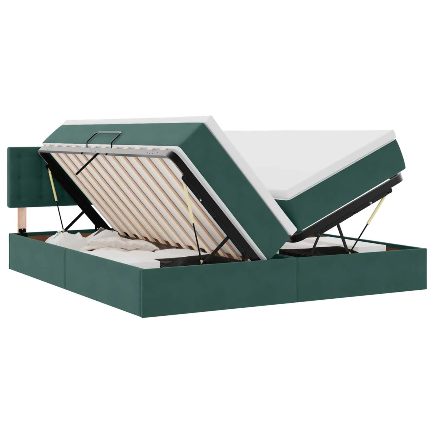 vidaXL Bett mit LED-Lichtleisten Dunkelgrün 180 x 200 cm Samt 3371636