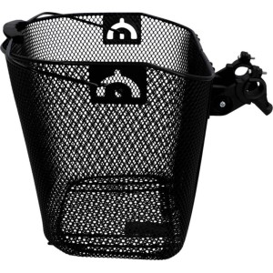 Schwarzer Fischer Fahrrad-Lenkerkorb mit Schnellbefestigung für Fahrräder.