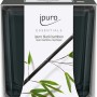 ipuro Duftkerze Essentials Black Bamboo, 125g, mit Bambus-Dekor im Glas.