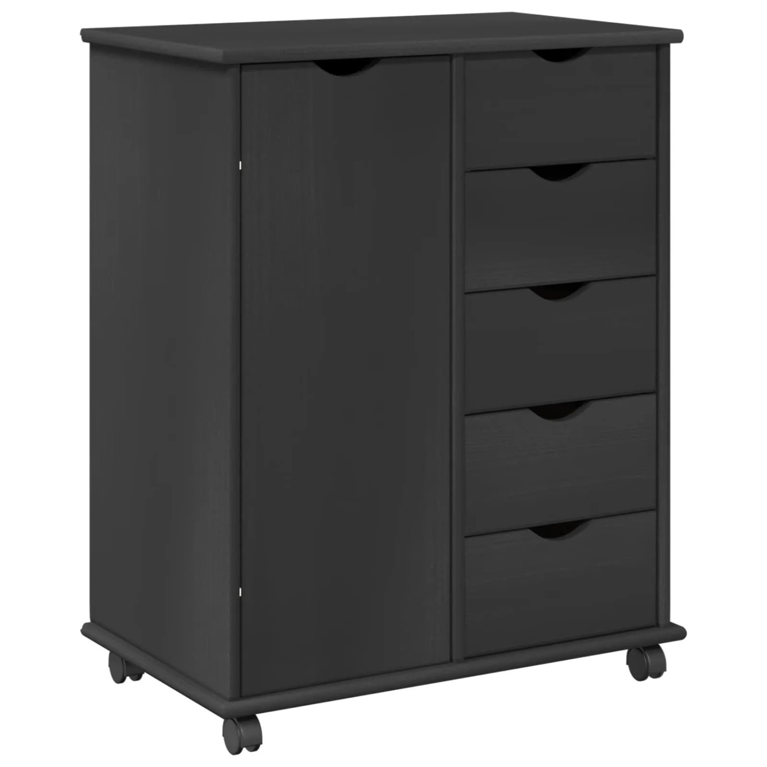 vidaXL Rollschrank Mit Rad Grau 63,5 x 39 x 79 cm Massivholz Kiefer 42028362