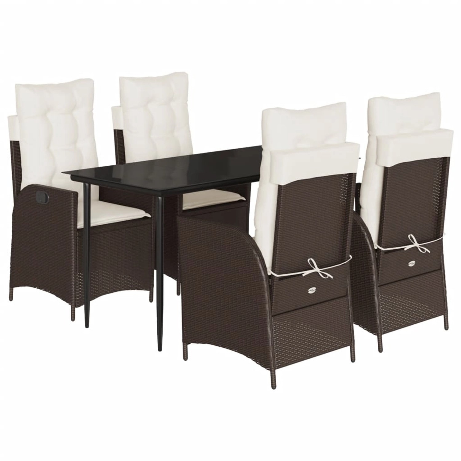 vidaXL 5-Tlg Garten-Essgruppe mit Kissen Braun Poly Rattan 3213197 günstig online kaufen