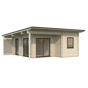 Palmako Ferienhaus Cecilia, 540x670 cm, naturbelassen. Weekendhaus mit zwei Schlafzimmern und Bad.