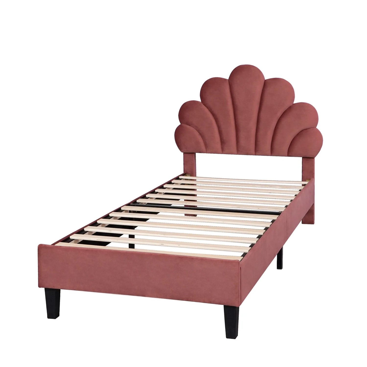 okwish Polsterbett 90×200 Kinderbett mit Kopfteil in Blumenform und Lattenrost ohne Matratze