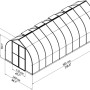 Technische Zeichnung: Palram Canopia Bella 6x2.4 Gewächshaus, Maße und Details zur Konstruktion.