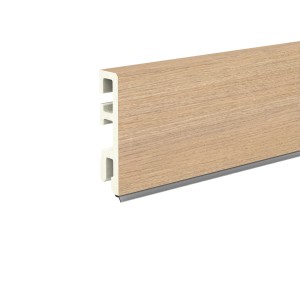 Döllken Sockelleiste USL60, Dekor Eiche Siena, 60x14x2500 mm, mit integrierter Weichlippe.
