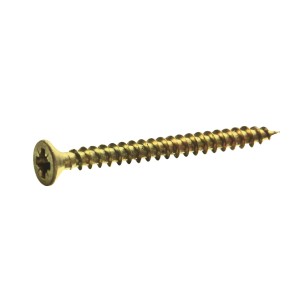 Gelb verzinkte Schraube 3,5 x 30 mm für Zaunbau & Sichtschutz, 100 Stück.