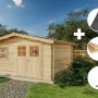 Alpholz Gartenhaus Set Valeria-28 naturbelassen mit Dacheindeckung und Fußboden.
