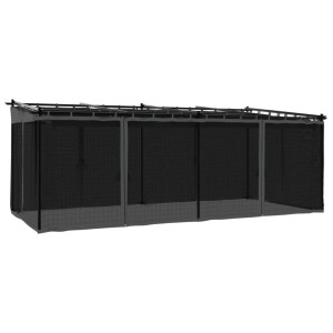Anthrazitfarbener vidaXL Pavillon 6x3 m mit Stahlrahmen und Netzwänden für den Garten.