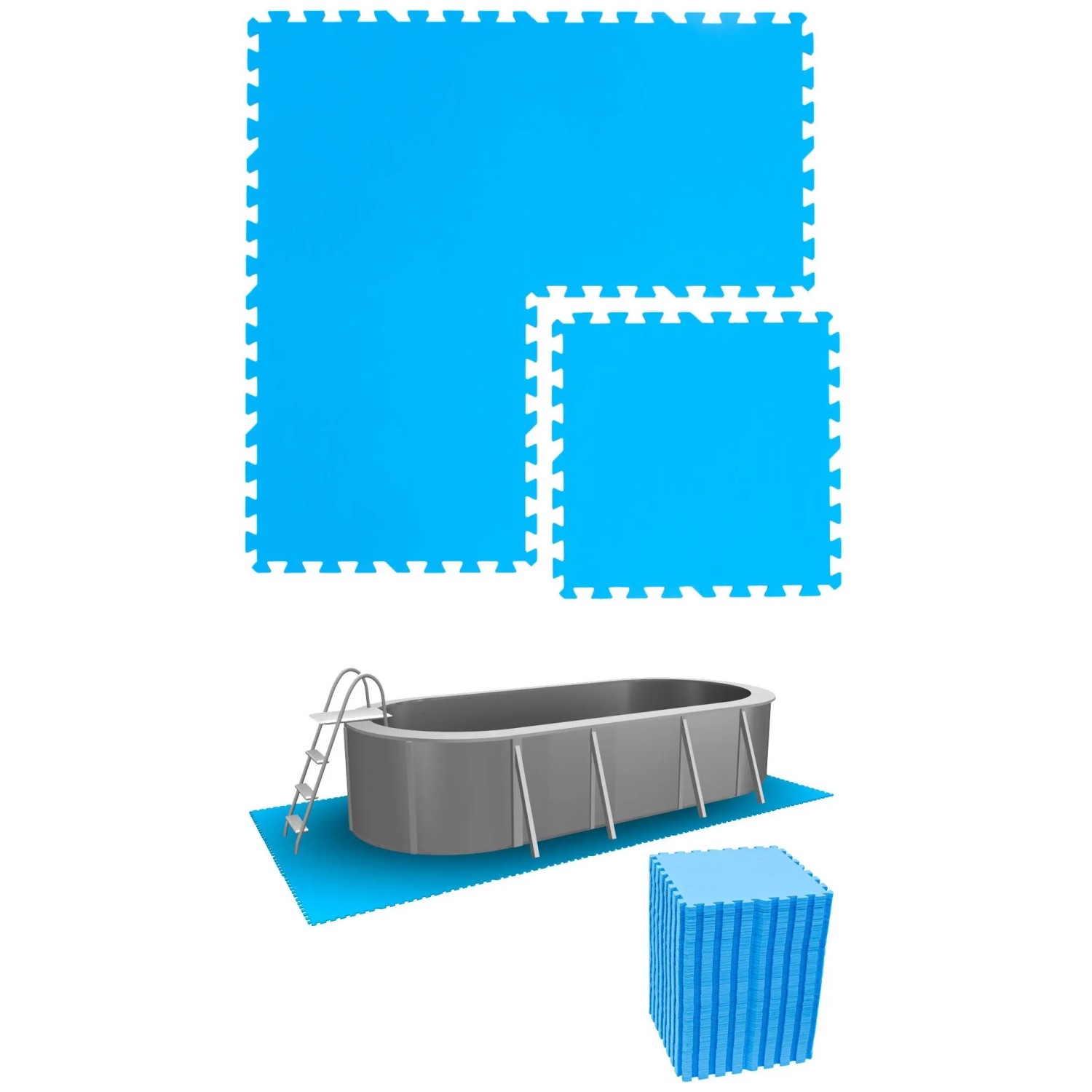 eyepower Poolunterlage 50 x 50 cm 64er Set Blau