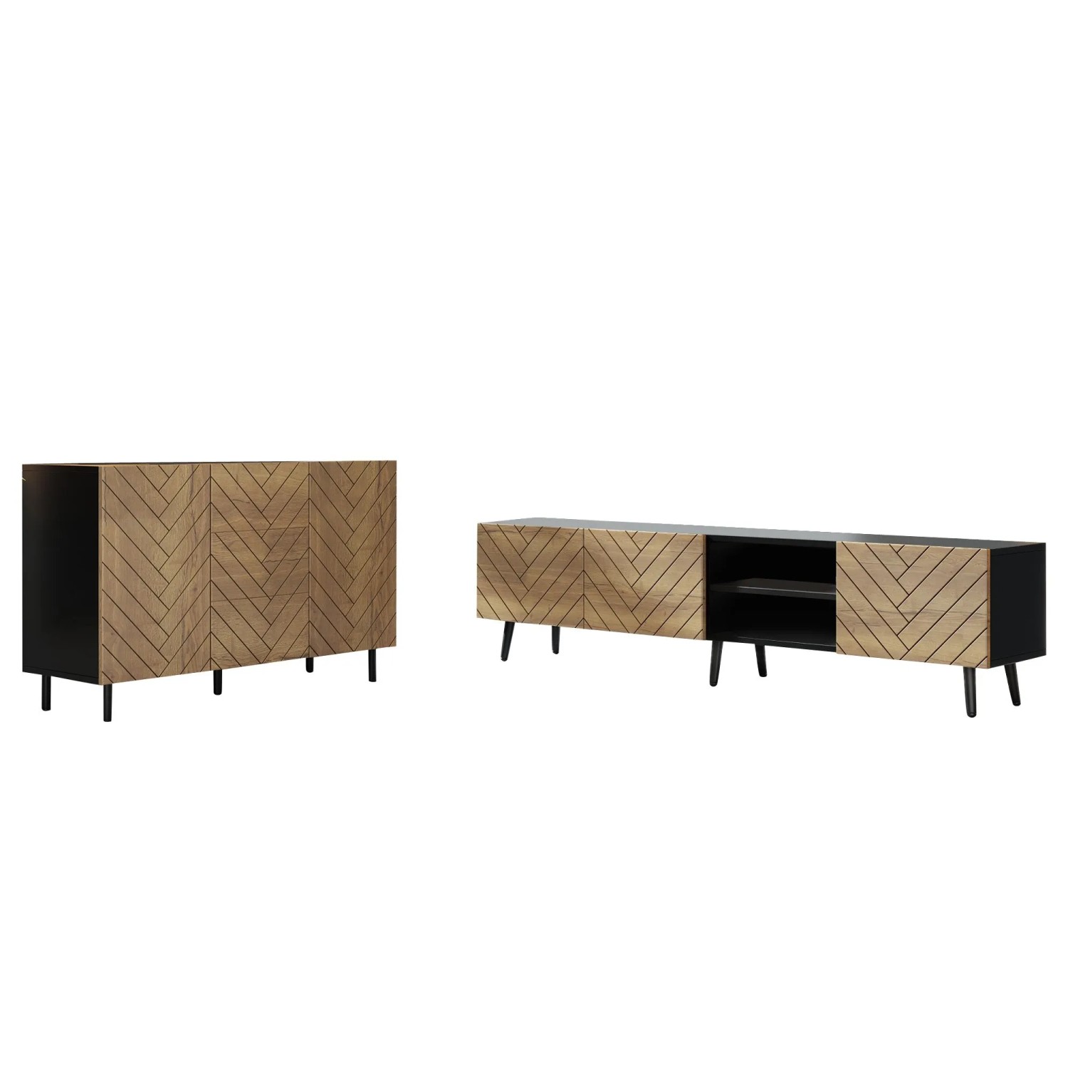Merax TV-Bank Sideboard Set 180+120 cm Holzoptik
