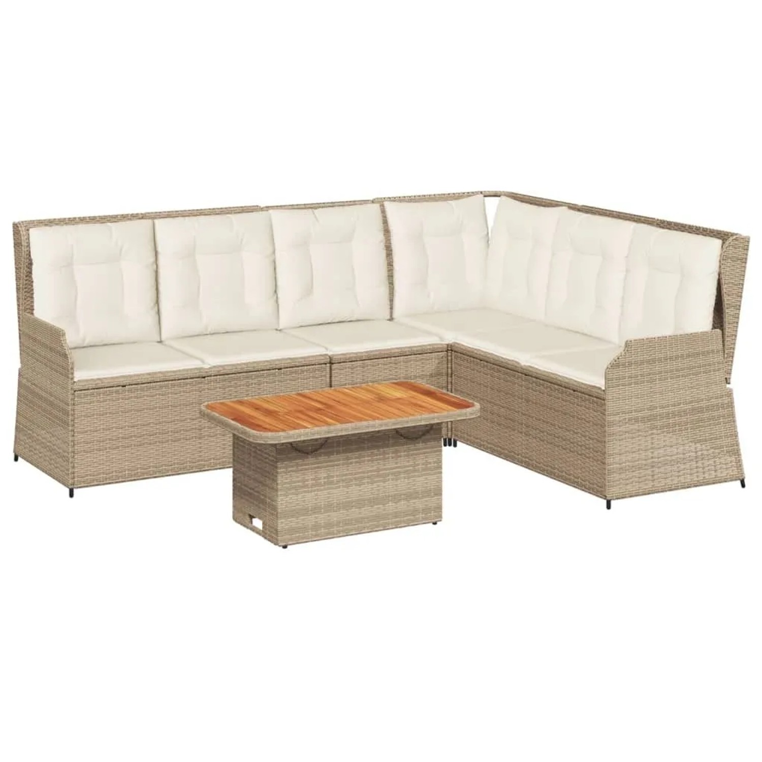 vidaXL 5-Tlg Garten-Lounge-Set mit Kissen Beige Poly Rattan 3262474