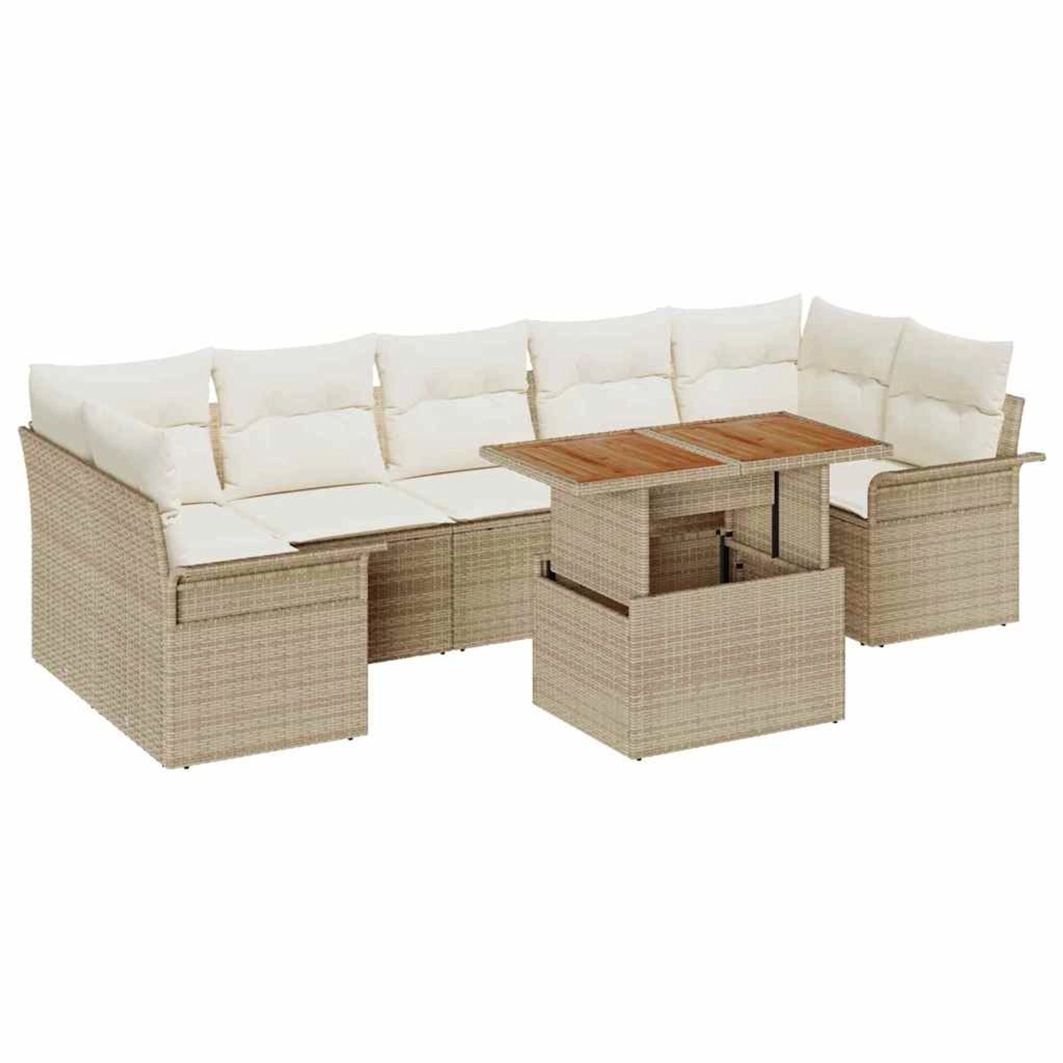 vidaXL Garten-Sofa-Set mit Speicher 8-Tlg Beige Poly Rattan 3358038 günstig online kaufen