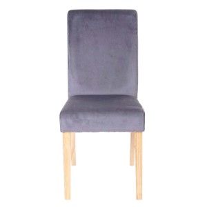 Esszimmerstuhl Littau 2er-Set, grauer Samtbezug, helle Holzbeine.