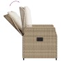 Verstellbarer Gartenstuhl der 5-tlg. vidaXL Essgruppe aus beigem Poly Rattan mit Kissen.