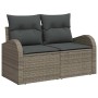 Graues vidaXL Garten-Sofa-Set aus Polyrattan mit Kissen und Stauraum für den Garten.