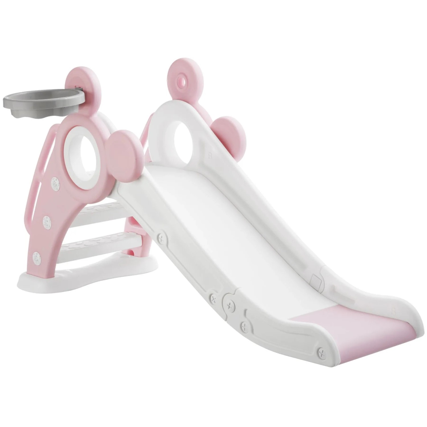 Tectake Kinderrutsche Joy Ab 2 Jahren Mit Basketballkorb  128 x 66 50 x 67 50 cm Pink