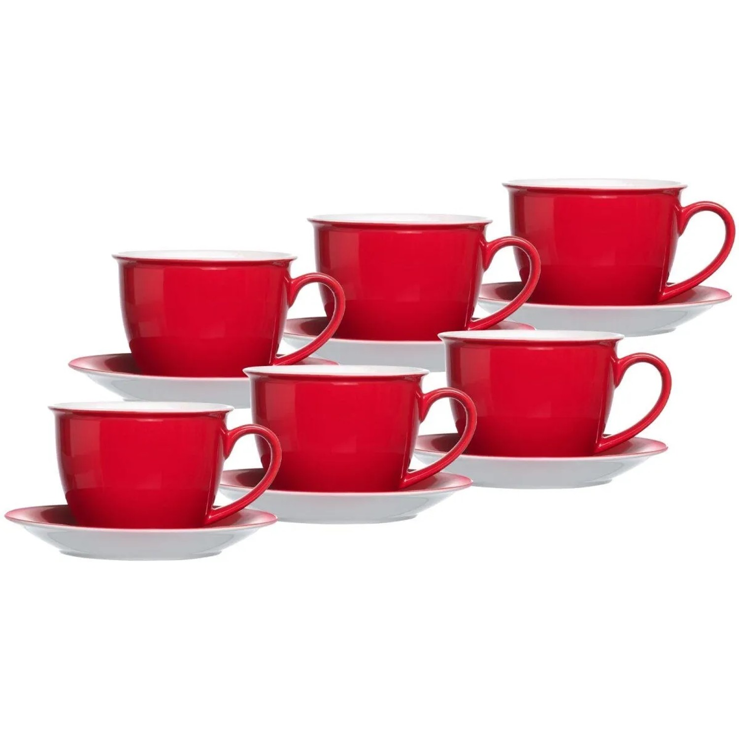 Ritzenhoff & Breker Doppio Milchkaffeetassen Mit Untertassen 350 Ml 6er Set Rot