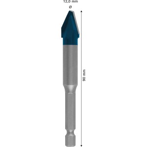 Bosch Expert Hard Keramikbohrer Hex-9, Ø 12 mm, 90 mm. Fliesenbohrer für präzise Bohrungen in Hartkeramik.