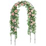 Schwarzer Furnicato Rosenbogen/Rankbogen aus Metall, 140x40x240cm, mit Rosen bewachsen.