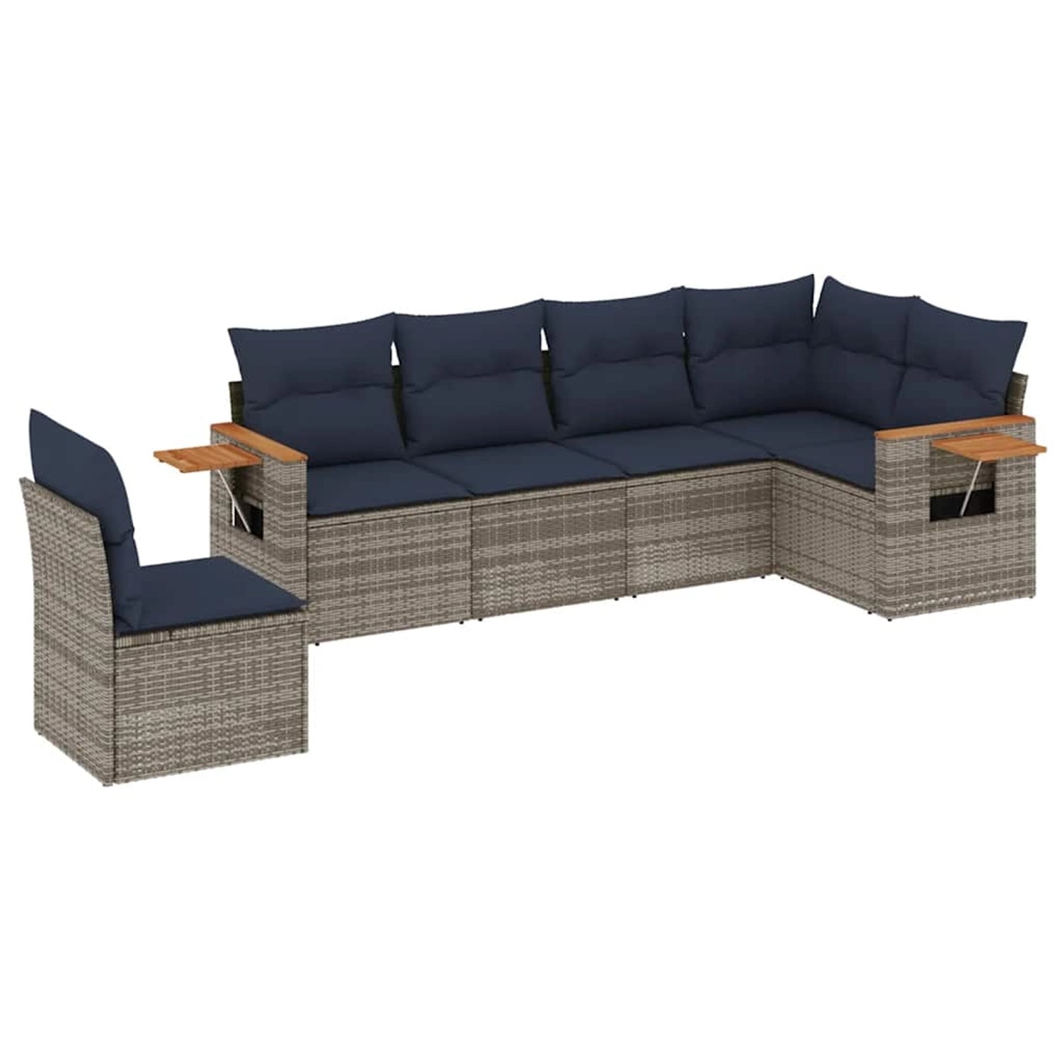 vidaXL 6-Tlg Garten-Sofagarnitur mit Kissen Grau Poly Rattan 3226859 günstig online kaufen