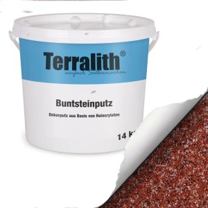 Terralith Buntsteinputz Mosaikputz, 2mm, 14kg, Farbe Weiss Rot Schwarz.