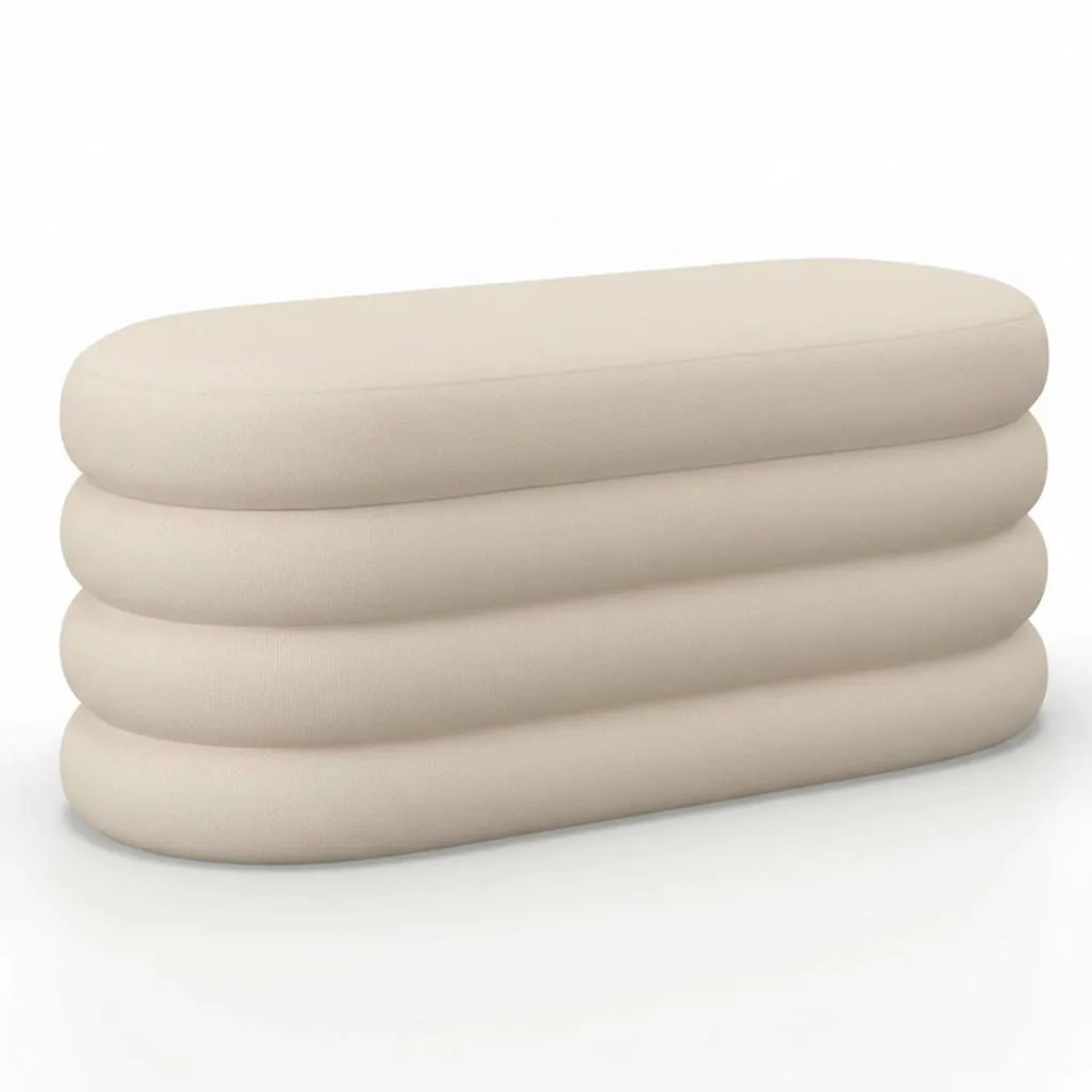Bessagi Home Hockerbank Lorena Beige Bouclé Gepolstert mit Stauraum