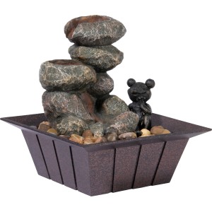 Dobar Zimmerbrunnen Kaskade mit Frosch in Steinoptik und Deko-Steinen.