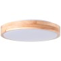 Helle, runde LED-Deckenleuchte Slimline mit Holzrahmen, 34 cm Durchmesser.