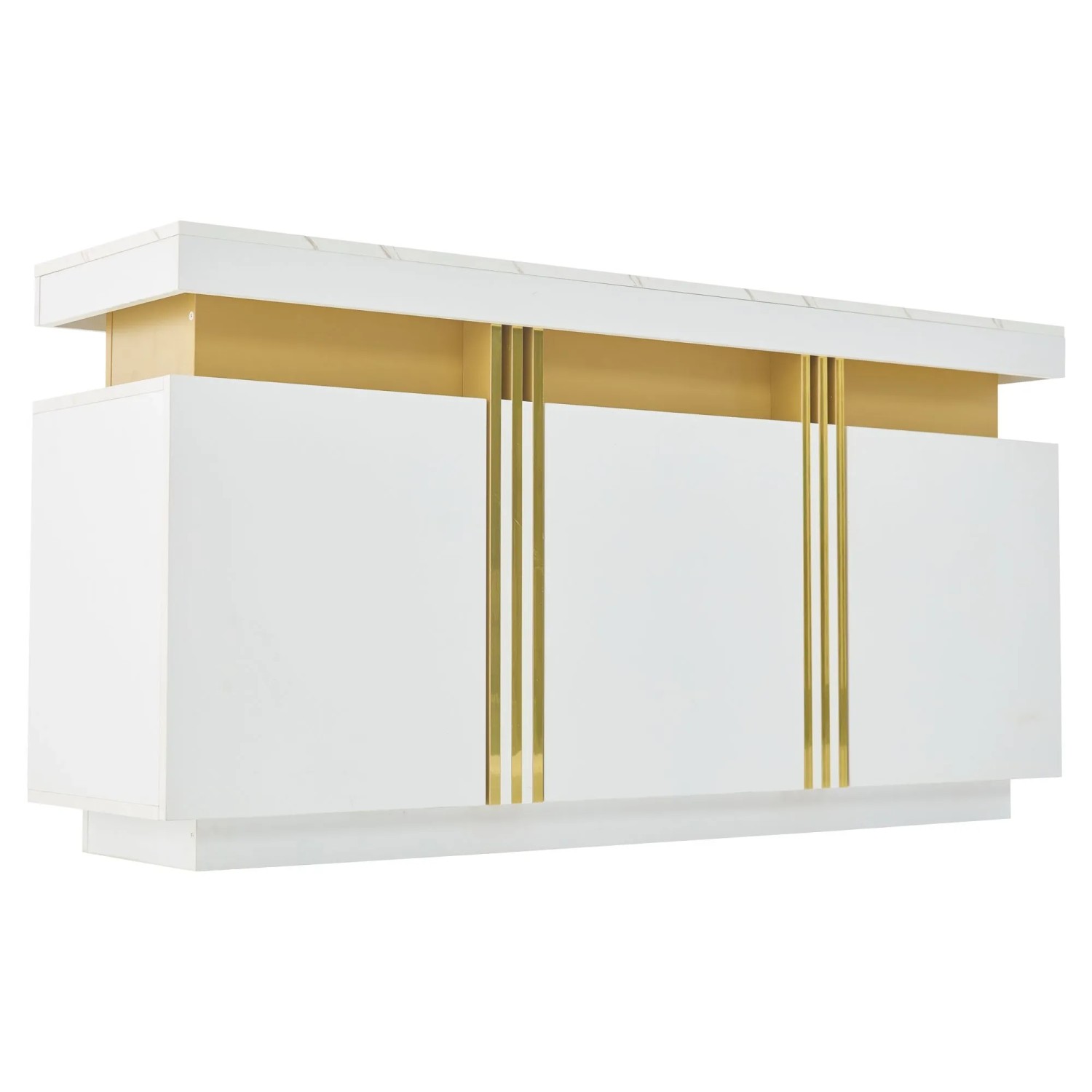 Merax Sideboard 140x38x70 cm 3 Türen Verstellbare Böden Weiß