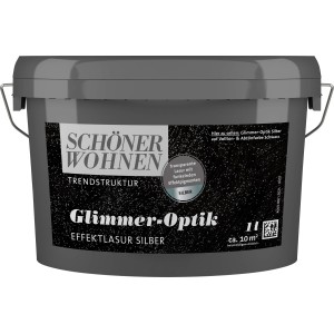 Eimer Schöner Wohnen Glimmer-Optik Effektlack Silber, 1 Liter. Effektfarbe für Innenräume.