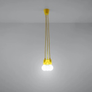 Gelbe Sollux Lighting Hängeleuchte Diego 3, moderne Lampe für Wohnraum und Kinderzimmer.