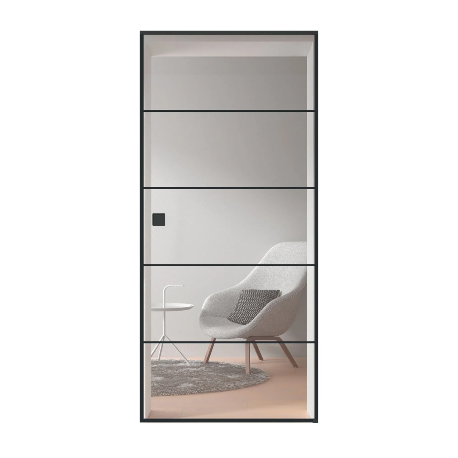 Skyscope Glasschiebetür ESG Klarglas Siebdruck 76/01 Black 2060 x 940 x 8 mm