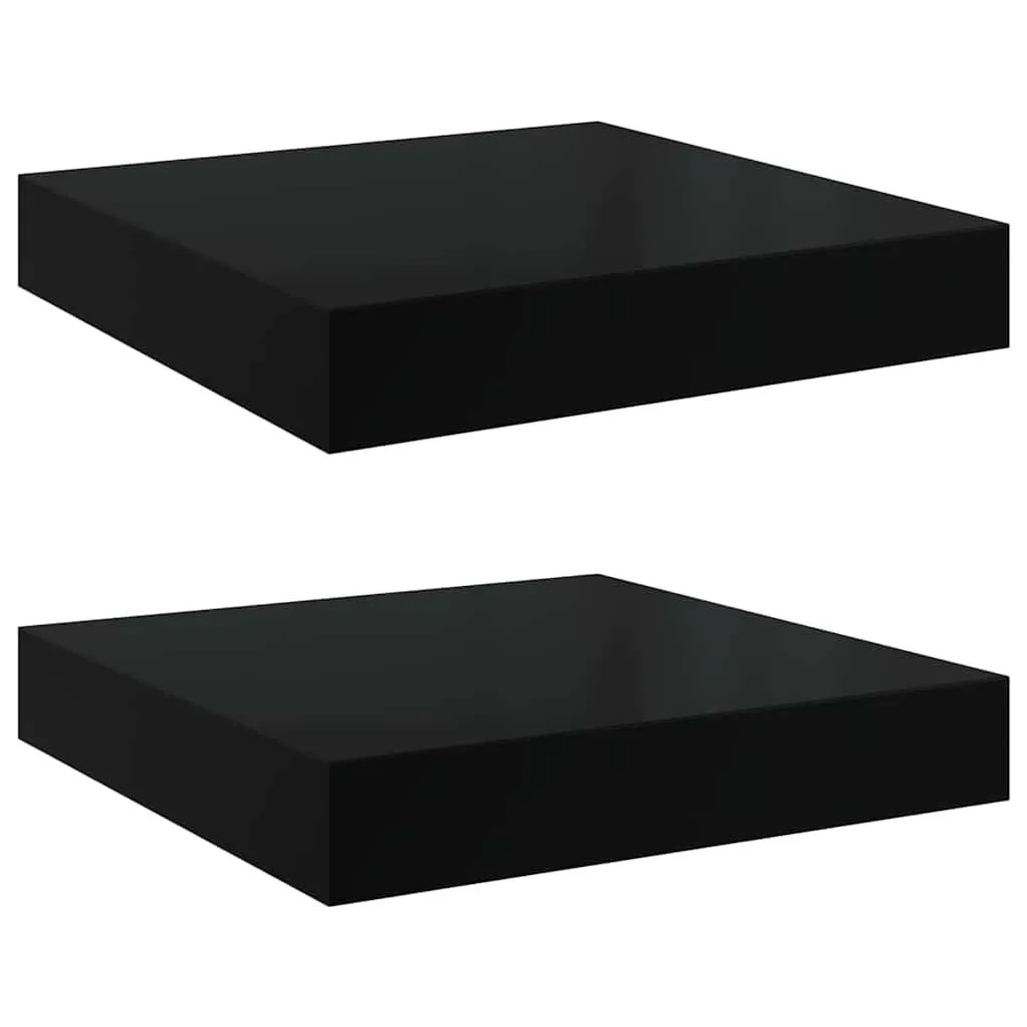 vidaXL Schweberegale 2 Stk Hochglanz-Schwarz 23x23,5x3,8 cm MDF 323761