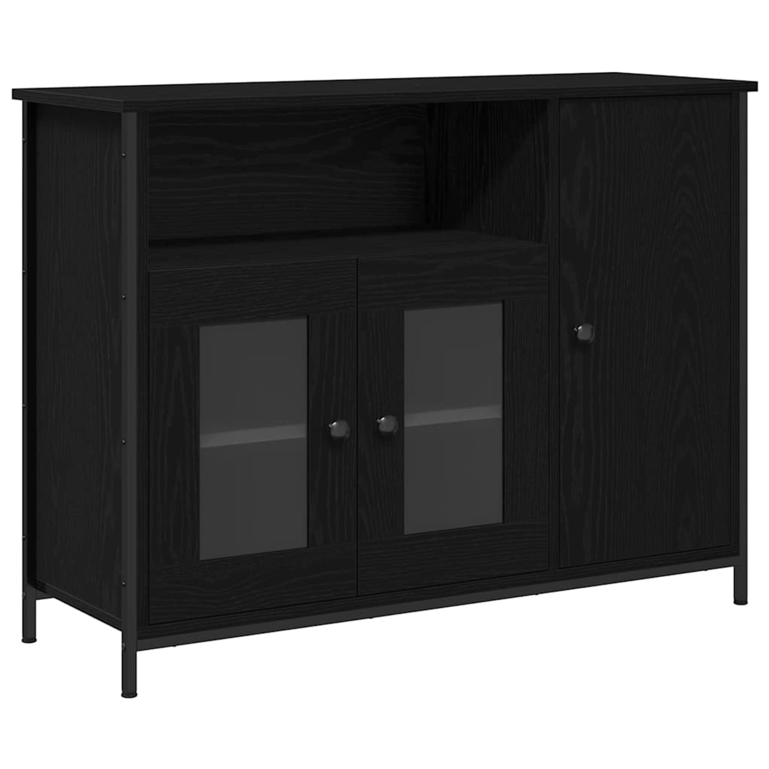 vidaXL Sideboard Schwarz Eichen-Optik 100 x 35 x 75 cm Holzwerkstoff 869093 günstig online kaufen