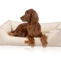 Beiges Knuffelwuff Hundebett Nunavut Orthopädisch Cord XXL mit Hund.