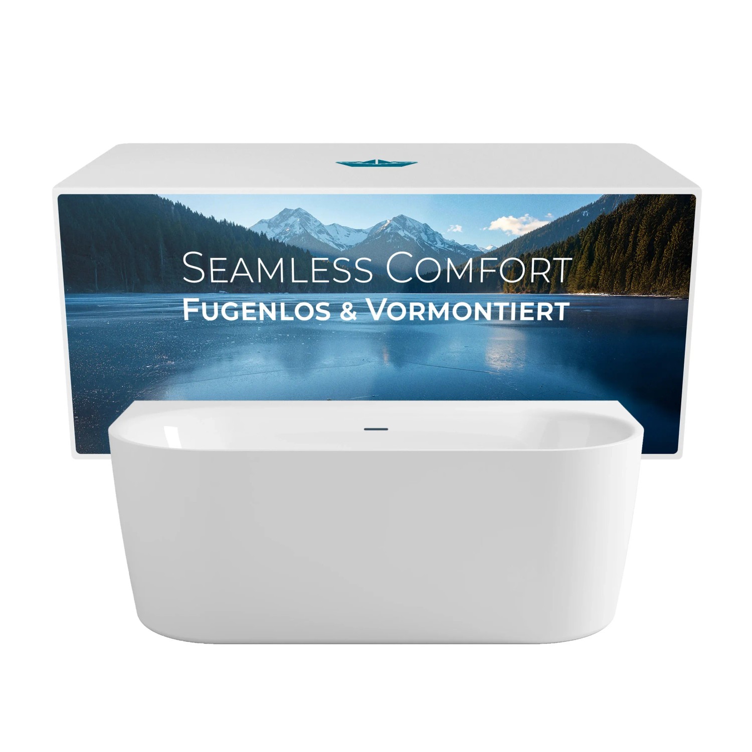 Calmwaters Vorwand-Badewanne Seamless Comfort 160x75cm Komplettset Schürze Vormontiert Fugenlos 02SL6221