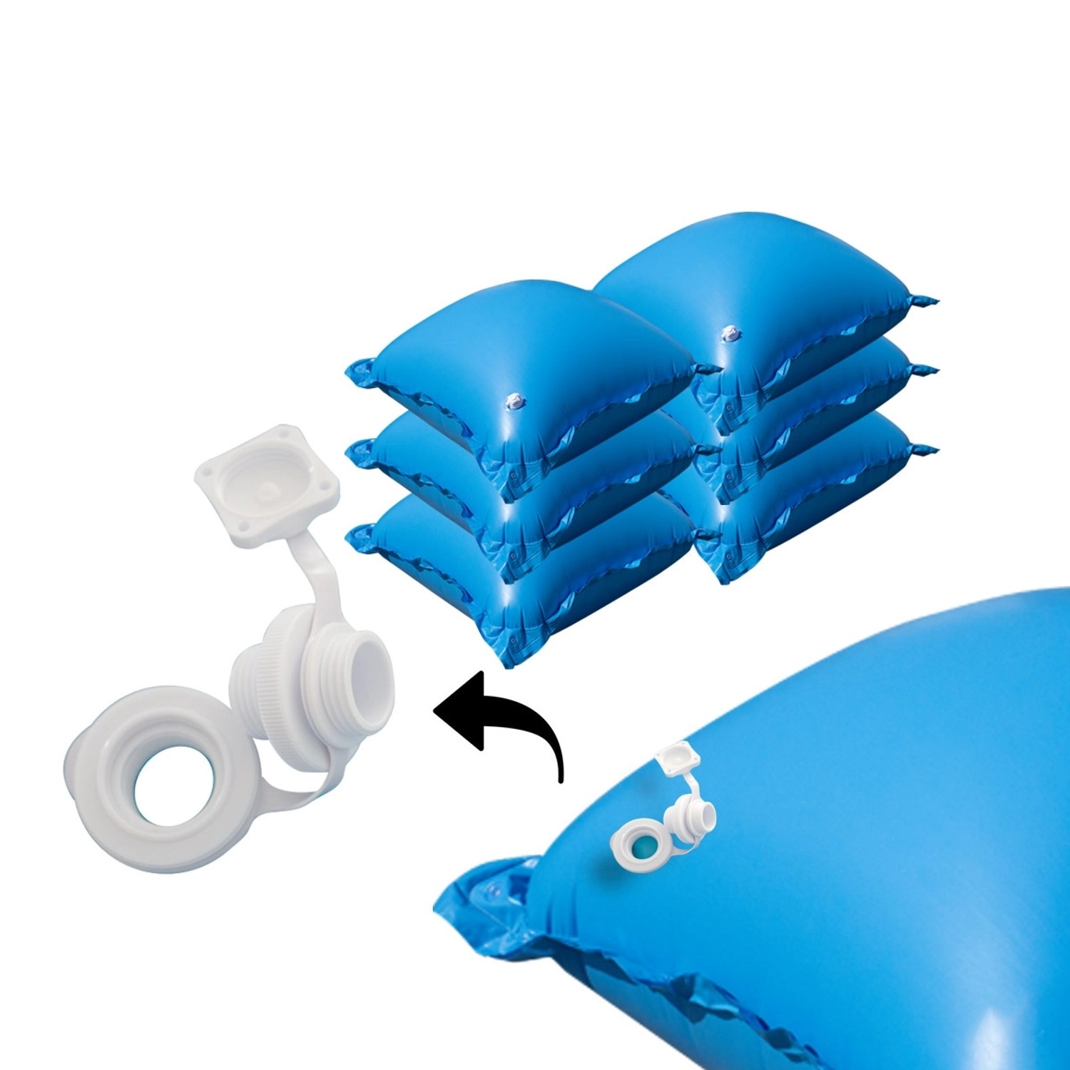 Thumbnail - Evolution 6 Poolkissen Luftkissen Winter Abdeckung Polster Pool mit Ösen Set