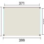Grundriss der weka Gartenlaube Lumley 399x307 cm. Außenmaße und Durchgang 371x279 cm der Terrassenüberdachung.