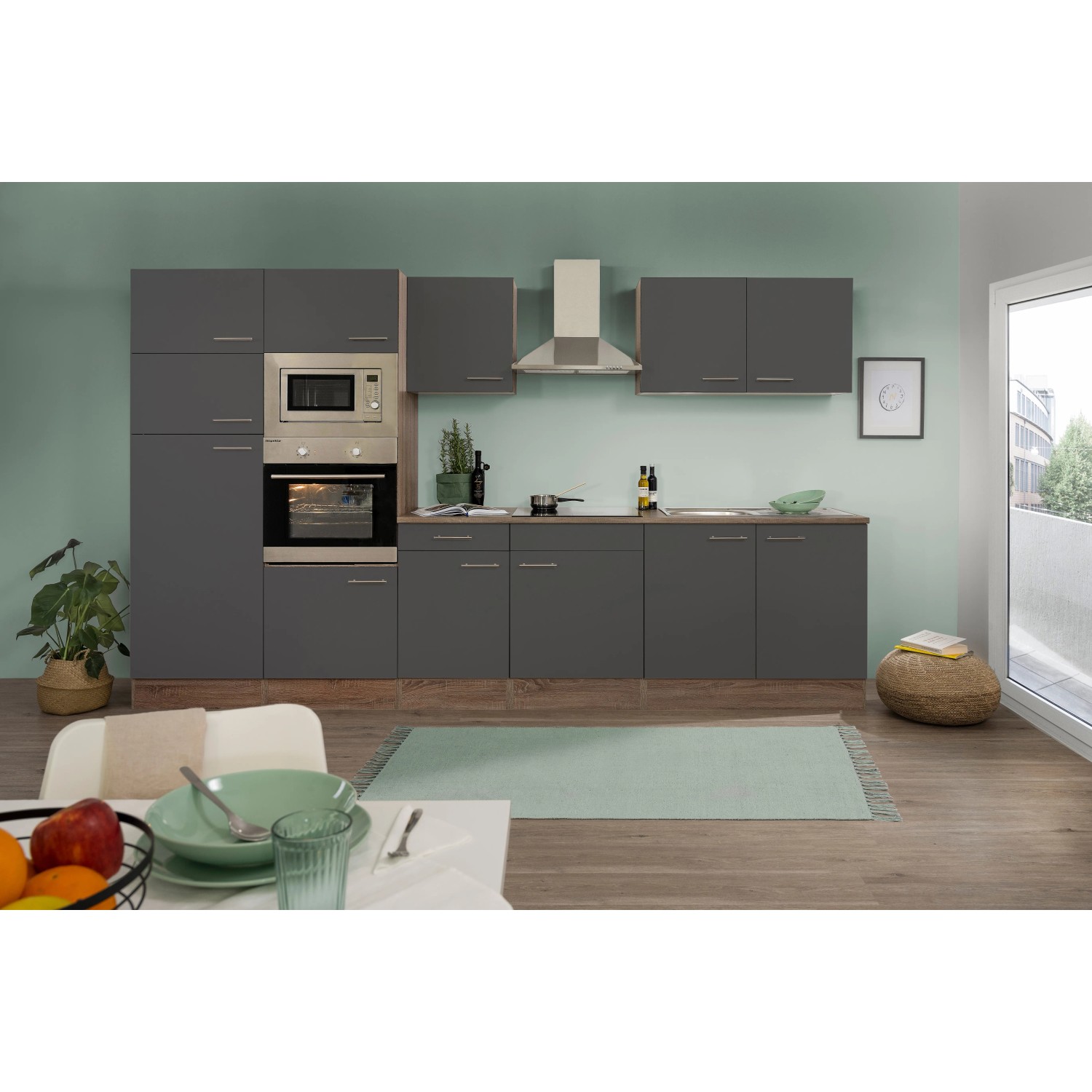 Küchenzeile mit E-Geräten York, Breite 330 cm