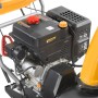 Detailaufnahme: Stiga ST 6272 P TRAC Benzin-Schneefräse mit Raupenantrieb und gelbem Auswurfkanal.