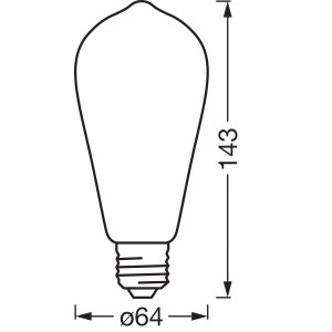 Osram LED-Leuchtmittel E27 Edison E60 Dimmbar 6 W 806 lm 14,3 x 6,4 cm