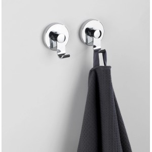 Wenko Vacuum-Loc Haken-Set Irun, 2er, chrom, mit Handtuch. Wandhaken für Bad und Küche ohne Bohren.