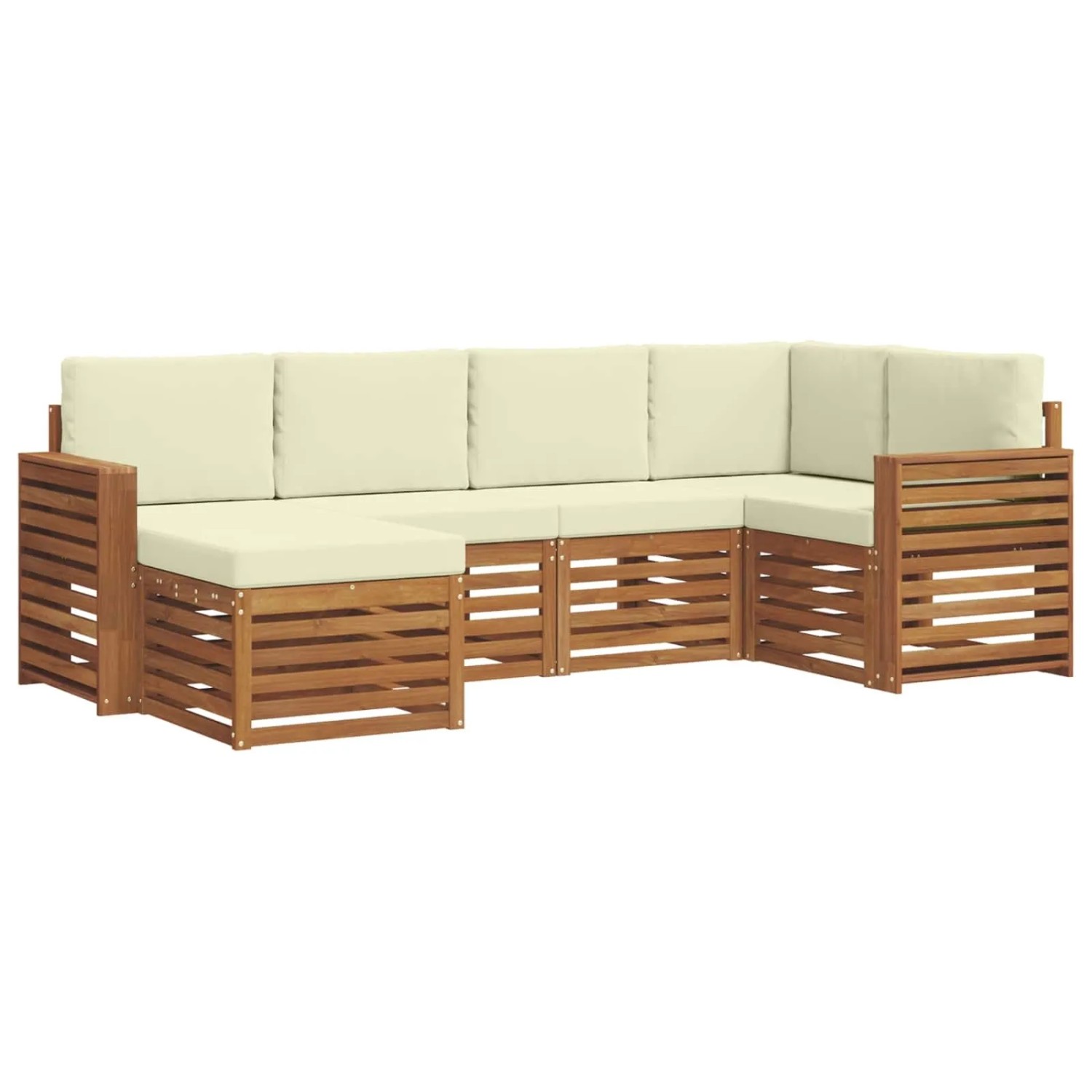 vidaXL Sofagarnituren 6 Tlg Natur und Creme Massivholz Akazie 3375095