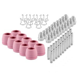 STAHLWERK Verschleißteile Set für Plasmabrenner P60: 60tlg. Düsen, Elektroden, Keramikkappen, Abstandshalter.