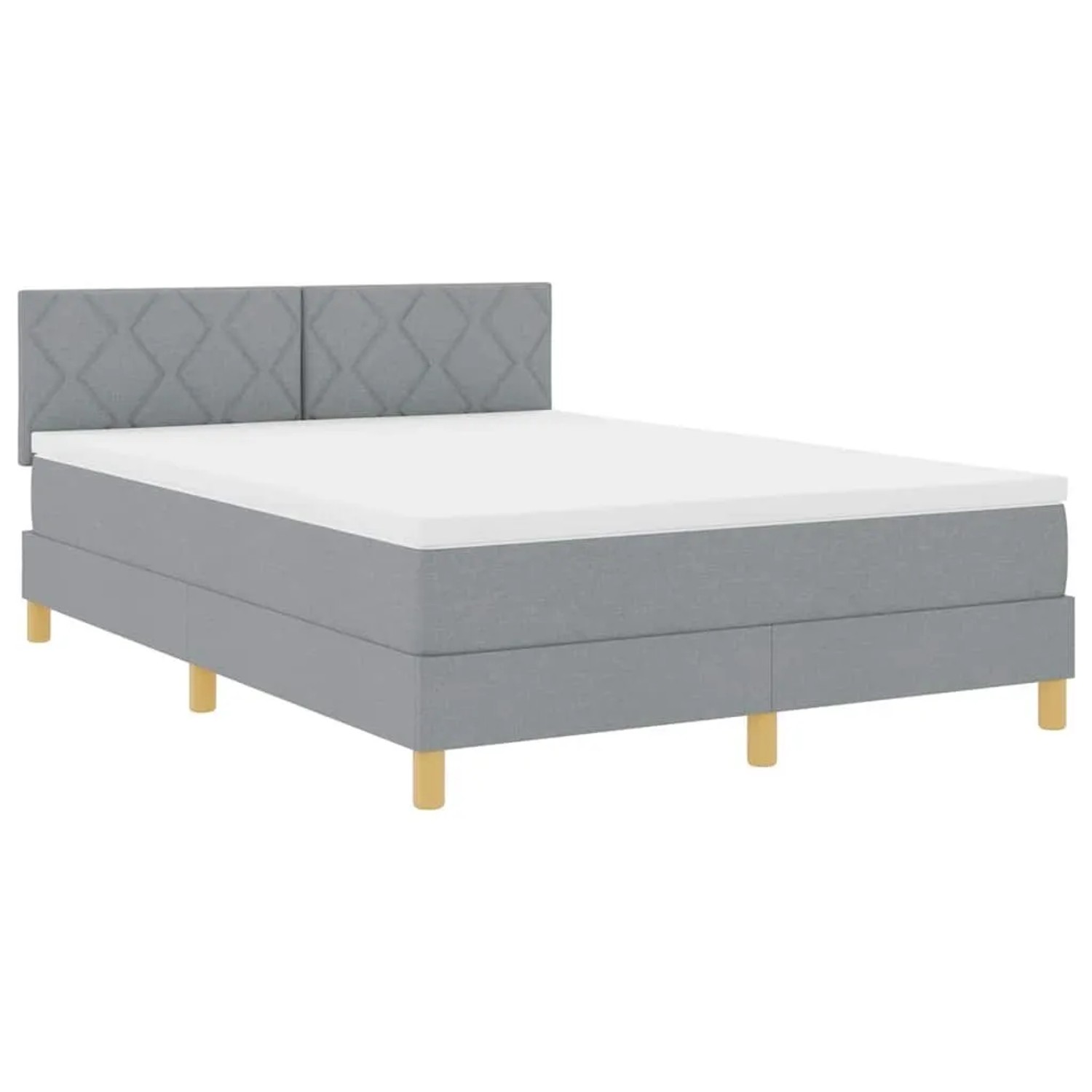 vidaXL LED Boxspringbett mit Matratze Hellgrau 140 x 190 cm Stoff 3342513
