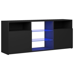 Schwarzer VidaXL TV-Schrank mit LED-Beleuchtung und Glasböden, 120x30x50 cm.