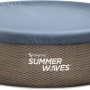 Abgedeckter Summer Waves Quick-Up Pool in Rattan-Optik, Ø 396 cm. Inklusive Poolabdeckung.