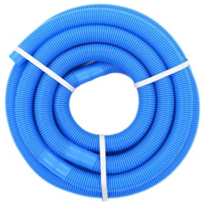 Blauer, gerippter Poolschlauch, 32 mm Durchmesser, 9,9 m lang, aufgerollt für Pooltechnik.