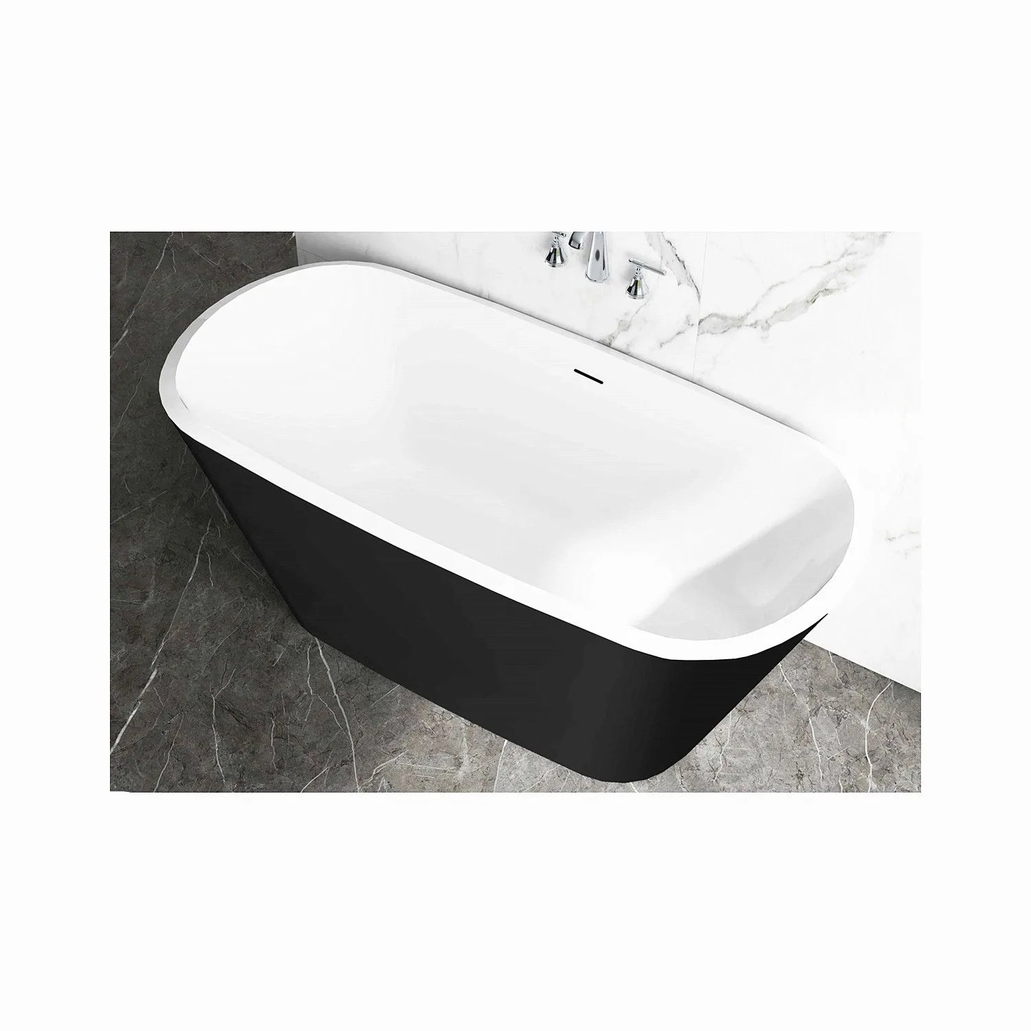 Duschparadies Badewanne Freistehende Acrylbadewanne Acrylwanne Mit Siphon Set 170 x 78 x 60cm Schwarz